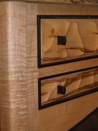 Carved Ambrosia Maple Sideboard Detail