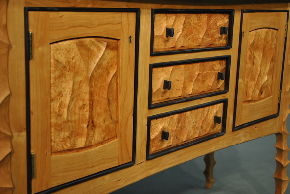 Cherry Burl Console Detail