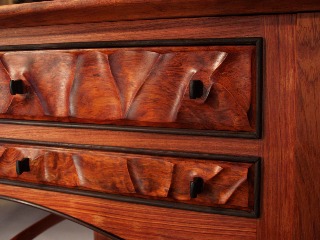 Carved Bubinga Sideboard Detail
