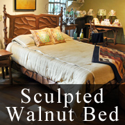 Sculpted Walnut Bed
